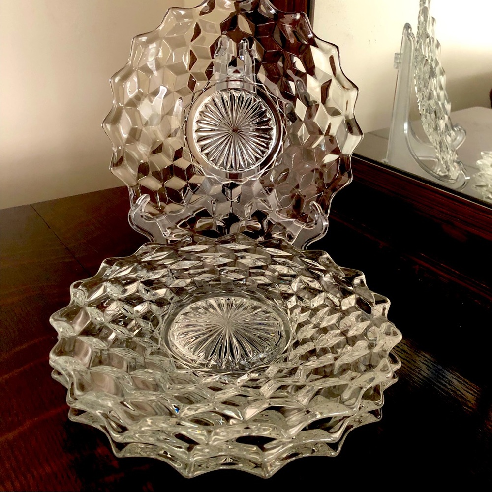 Fostoria American Clear Plates 2056 7 3/4” For Salad or Lunch- FOUR PLATES